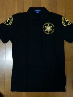 画像1: ロサンゼルスカウンティーシェリフ　半そでレイドポロシャツ　Ｓ（日本人Ｍ）