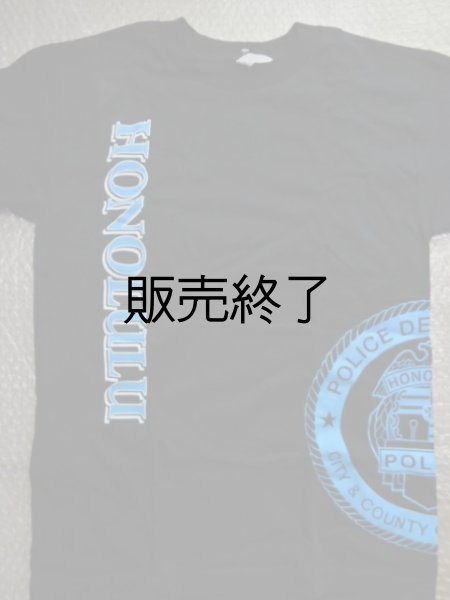 画像1: ホノルル市警察ハワイ　半袖Ｔシャツ　日本人Ｌ　ネイビー (1)